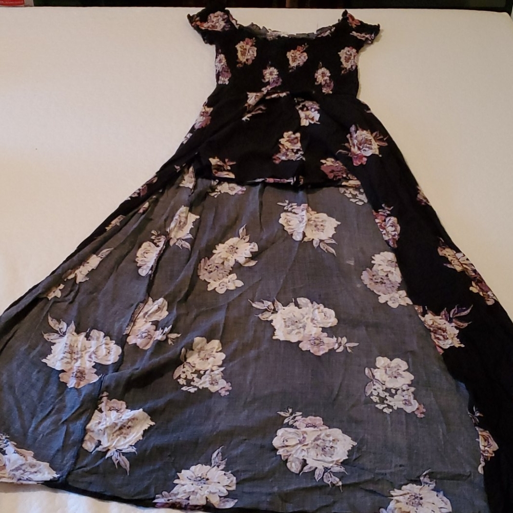 Sky and Sparrow Romper with long open front skirt
